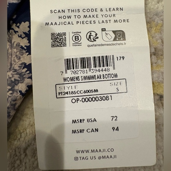 Maaji Anthropologie Sustainable Night Jungle Irene Reversible Bandeau Bikini - Picture 12 of 14